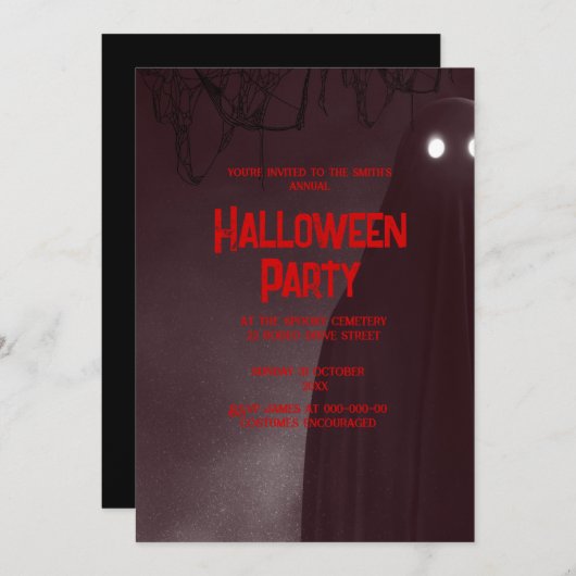 gotische Vintage Sporenhalloween Einladung (Vorne/Hinten)