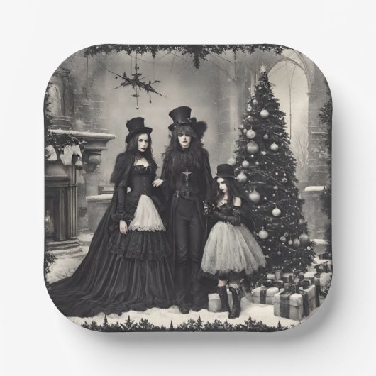 Gotische Weihnachten Pappteller (Vorderseite)