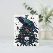 Gotische Weihnachten/Weihnachten Raven und Pentagr Postkarte (Stehend Vorderseite)