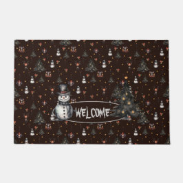 Gotische Weihnachtsbaum Creepy Snowmen Fußmatte
