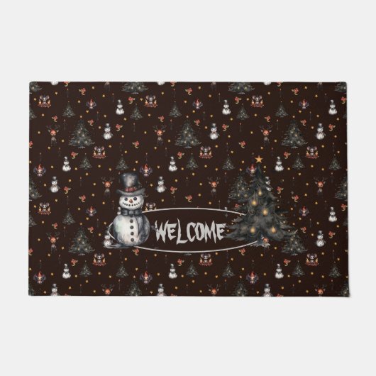 Gotische Weihnachtsbaum Creepy Snowmen Fußmatte (Vorderseite)