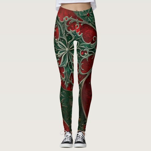 Gotische Weihnachtsbäume Leggings (Vorderseite)