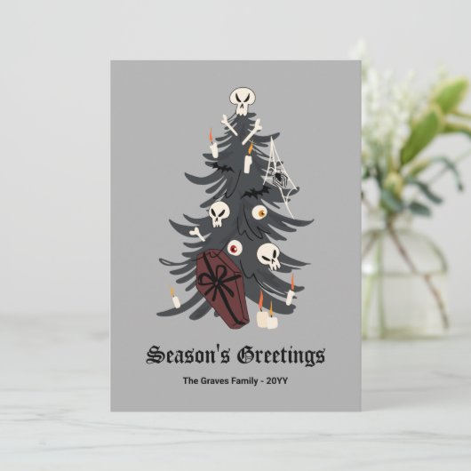 Gotische Weihnachtsbaumkarte Feiertagskarte (Stehend Vorderseite)