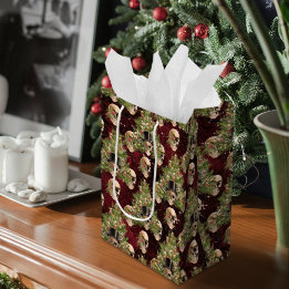 Gotische Weihnachtsbaumschädel und Lichter rot Mittlere Geschenktüte