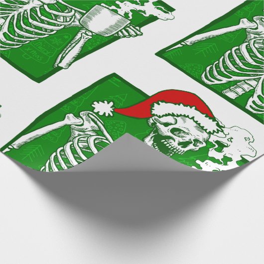 gotische Weihnachtskaffee Skelett Horror Geschenkpapier (Ecke)
