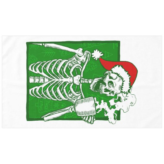gotische Weihnachtskaffee Skelett Horror Tischdecke (Vorderseite (Horizontal))