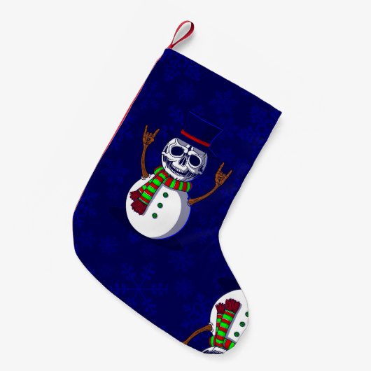 gotische Weihnachtskelette mit Schneemann-Gothmas- Kleiner Weihnachtsstrumpf (Vorderansicht (hängend))