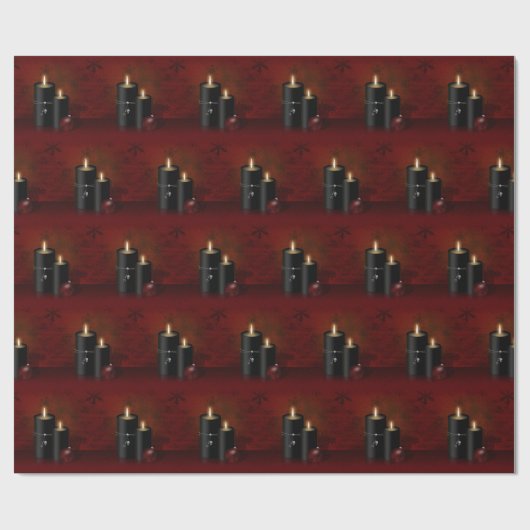 Gotische Weihnachtskerzen Ornament Geschenkpapier (Flach)