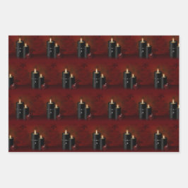 Gotische Weihnachtskerzen Ornament Geschenkpapier Set