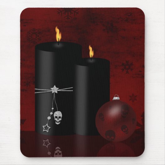 Gotische Weihnachtskerzen Ornament Mousepad (Vorne)