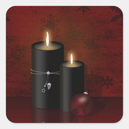 Gotische Weihnachtskerzen Ornament Quadratischer Aufkleber