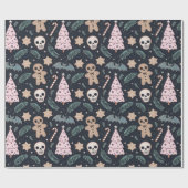 Gotische Weihnachtsmöwe und Lebkuchenmann Geschenkpapier (Flach)