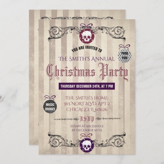 Gotische WeihnachtsParty Einladung (Vorne/Hinten)