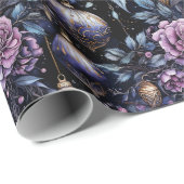 Gotische Weihnachtsrosa und Lila Blumenschalen Geschenkpapier (Rolleneckpunkt)