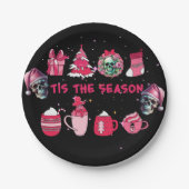 Gotische Weihnachtszeitschriften in Schwarz und Ro Pappteller (Vorderseite)