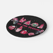 Gotische Weihnachtszeitschriften in Schwarz und Ro Pappteller (Schrägansicht)