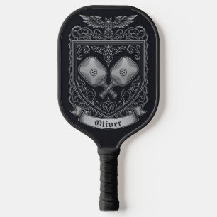 Gotischer Barock-Wappenkamm mit Fledermaus Pickleball Schläger