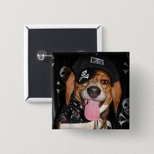 Gotischer Beagle-Piratenhundknopf Button (Vorne & Hinten)