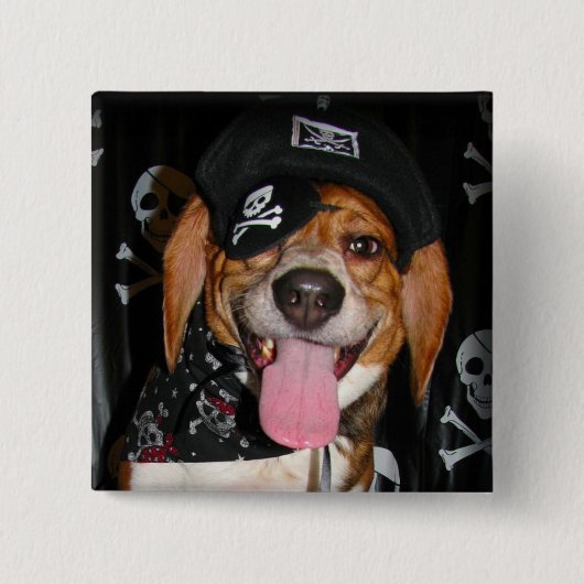 Gotischer Beagle-Piratenhundknopf Button (Vorderseite)