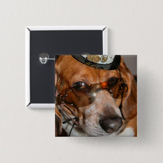 Gotischer Beagle Steampunk Hundknopf Button (Vorne & Hinten)