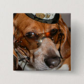 Gotischer Beagle Steampunk Hundknopf Button (Vorderseite)