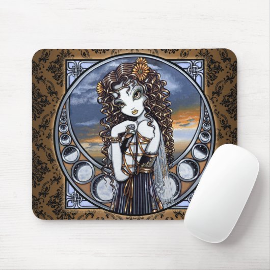 Gotischer Blumen-Mond-feenhafte Kunst Mousepad (Mit Mouse)