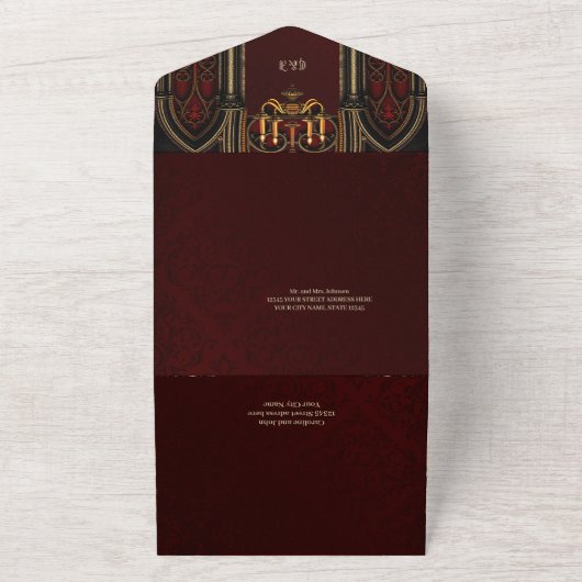 Gotischer Bogengang mit Skulls. All In One Einladung (Außenbereich)