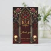 Gotischer Bogengang mit Skulls. Dankeskarte (Stehend Vorderseite)