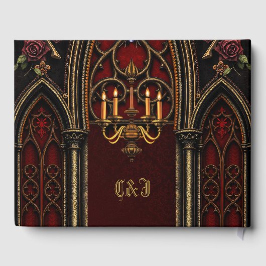 Gotischer Bogengang mit Skulls. Gästebuch (Rückseite)