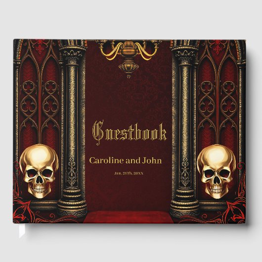 Gotischer Bogengang mit Skulls. Gästebuch (Vorderseite)