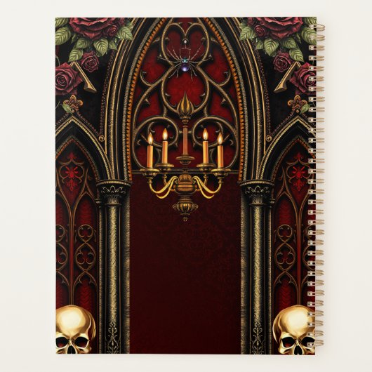 Gotischer Bogengang mit Skulls. Planer (Rückseite)