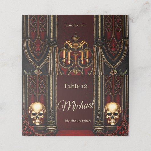 Gotischer Bogengang mit Skulls. Platzkarte (Außenseite Aufgefaltet)