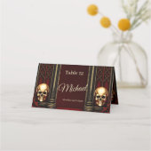 Gotischer Bogengang mit Skulls. Platzkarte (Vorderseite)