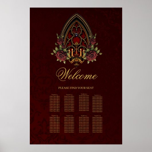 Gotischer Bogengang mit Skulls. Poster (Vorne)