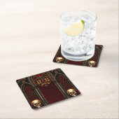 Gotischer Bogengang mit Skulls. Rechteckiger Pappuntersetzer (Vor Ort)