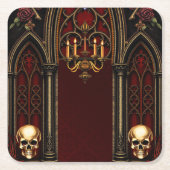 Gotischer Bogengang mit Skulls. Rechteckiger Pappuntersetzer (Vorderseite)