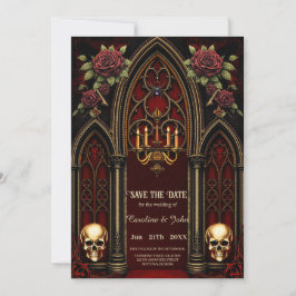 Gotischer Bogengang mit Skulls. Save The Date