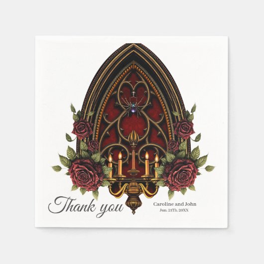 Gotischer Bogengang mit Skulls. Serviette (Vorderseite)