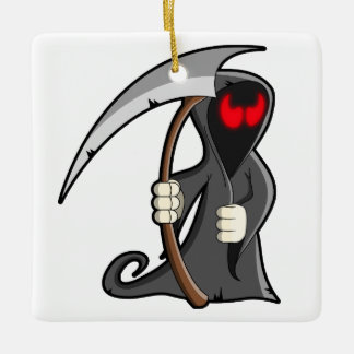 Gotischer Cartoon-grimmiger Sensenmann Halloween Keramikornament