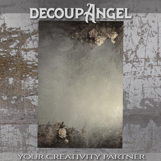 Gotischer Chic Hintergrund mit weißem Rosendekor Seidenpapier