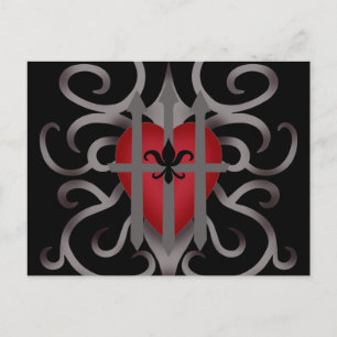 Gotischer eingesperrter Herz Valentinstag Feiertagspostkarte