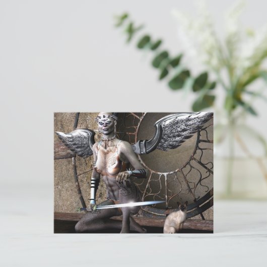 gotischer Engel Postkarte (Stehend Vorderseite)