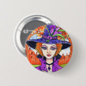 Gotischer Fall-Hexe-Fantasie-Knopf durch Ann Button (Vorne & Hinten)