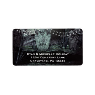 Gotischer Friedhof mit zauberhafter Lichtadresse Adressaufkleber