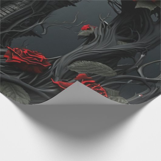 Gotischer Friedhof Rose Garten Geschenkpapier (Ecke)