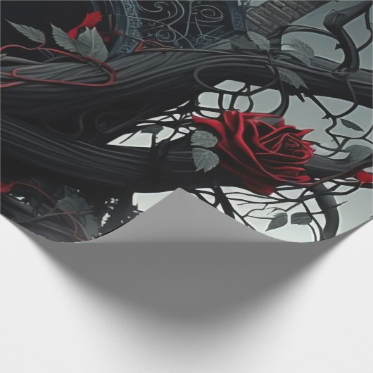 Gotischer Friedhof Rose Garten Geschenkpapier (Ecke)