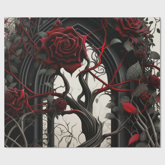 Gotischer Friedhof Rose Garten Geschenkpapier (Flach)