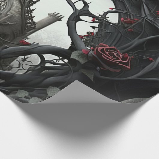 Gotischer Friedhof Rose Garten Geschenkpapier (Ecke)