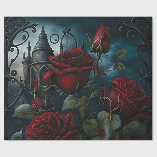 Gotischer Friedhof Rose Garten Geschenkpapier (Flach)