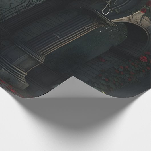 Gotischer Friedhof Rose Garten Geschenkpapier (Ecke)